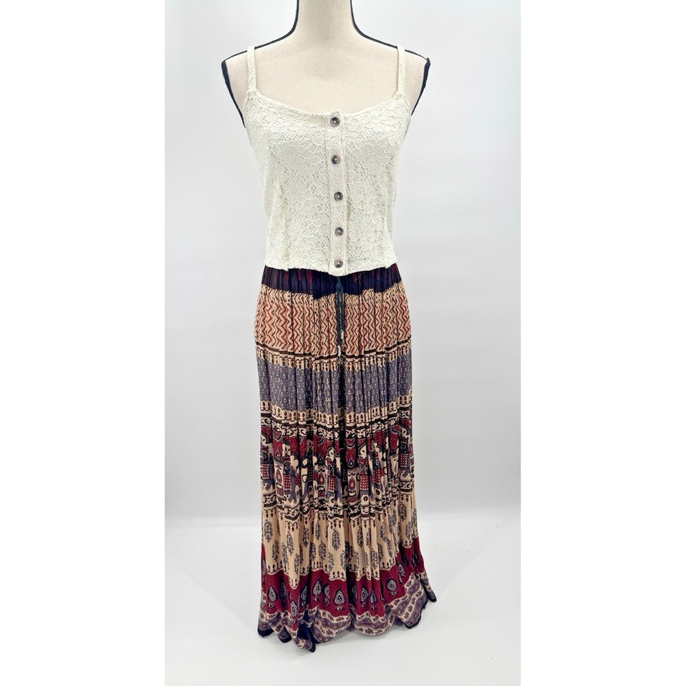 American Eagle Crochet Button Front Top XL Stretch Cami Cottage Boho Festival